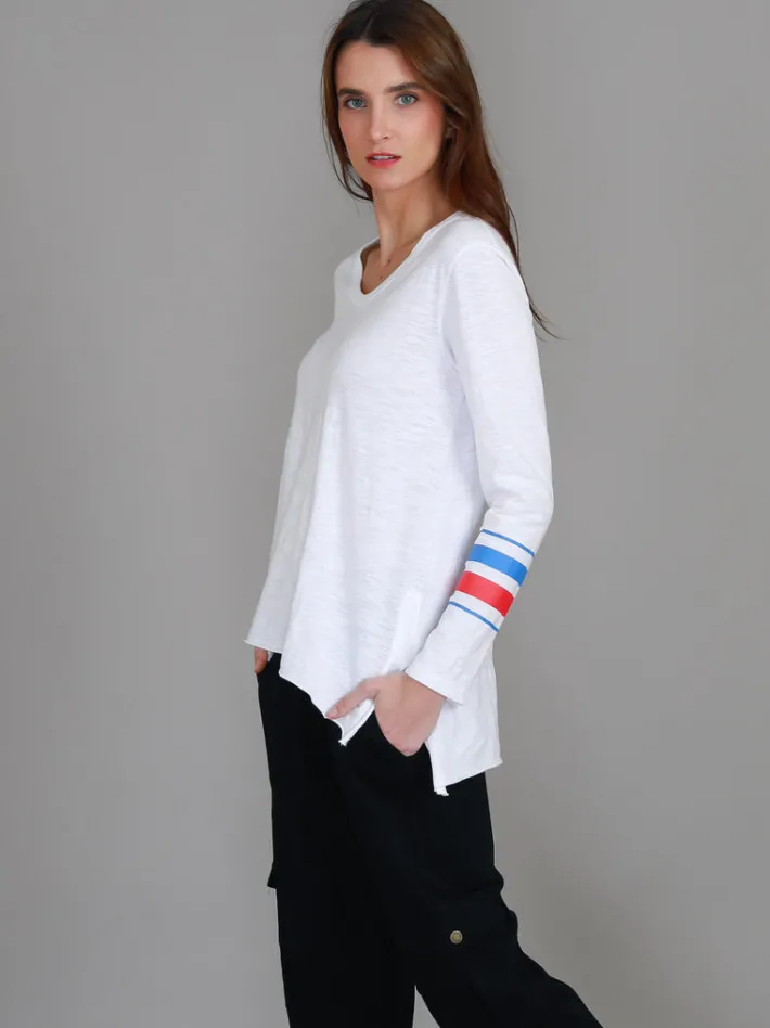 3rd Story Alberta Triple Stripe Band T Shirt< Long Sleeves