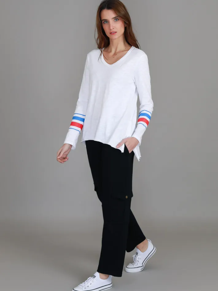 3rd Story Alberta Triple Stripe Band T Shirt< Long Sleeves