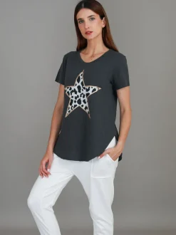 3rd Story Alice Leopard Star Print T Shirt< Short Sleeves
