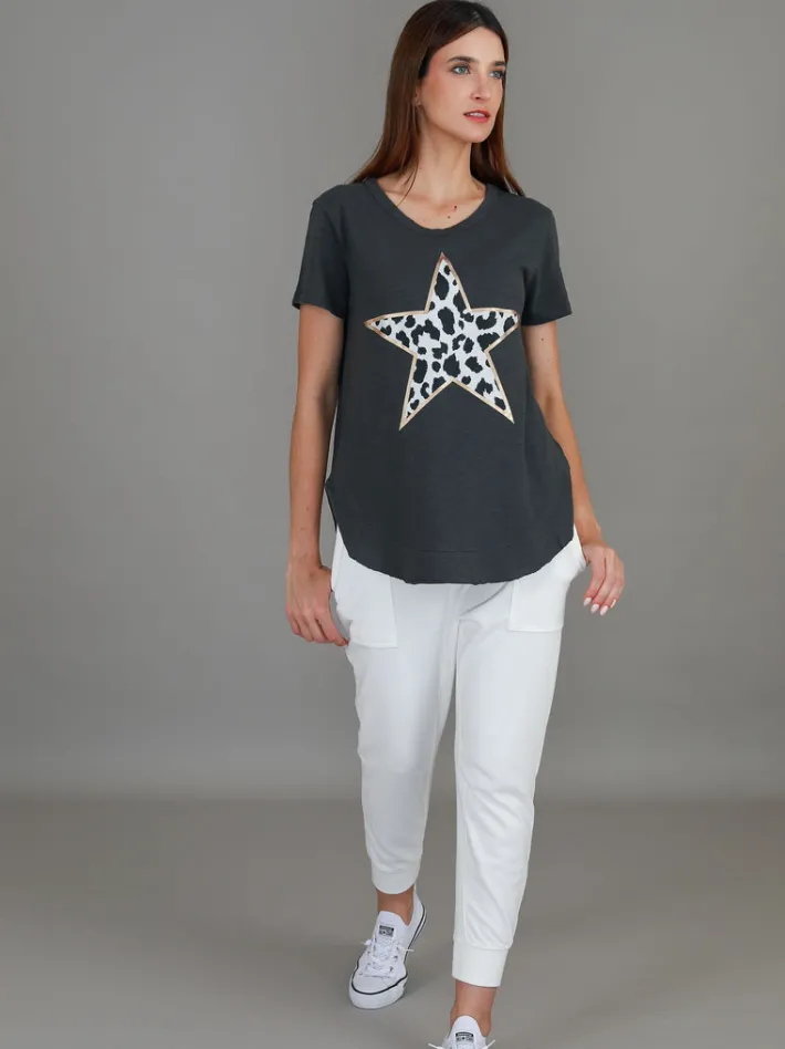 3rd Story Alice Leopard Star Print T Shirt< Short Sleeves