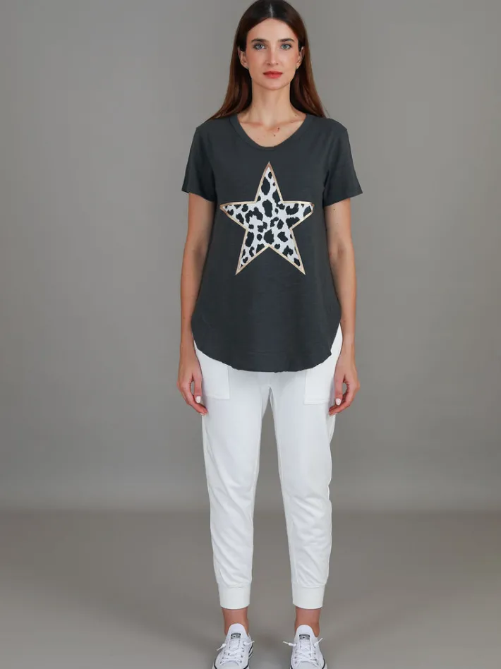 3rd Story Alice Leopard Star Print T Shirt< Short Sleeves