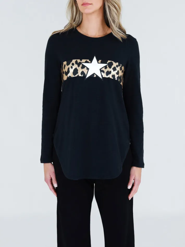 3rd Story Alvie Leopard Print Long Sleeve T Shirt< Long Sleeves