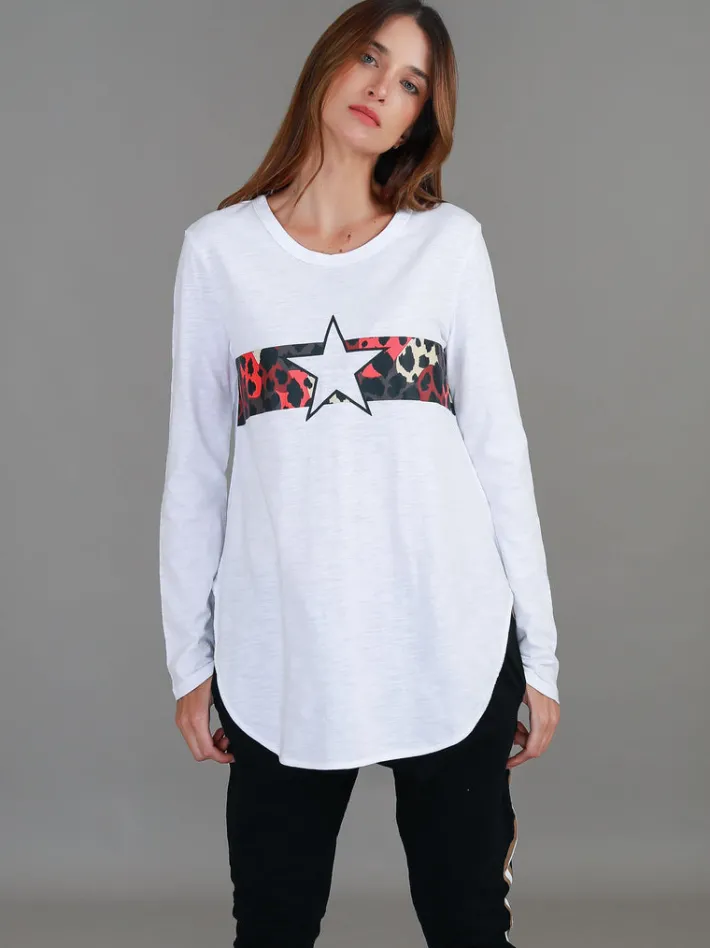 3rd Story Alvie Leopard Star Long Sleeve T Shirt< Long Sleeves