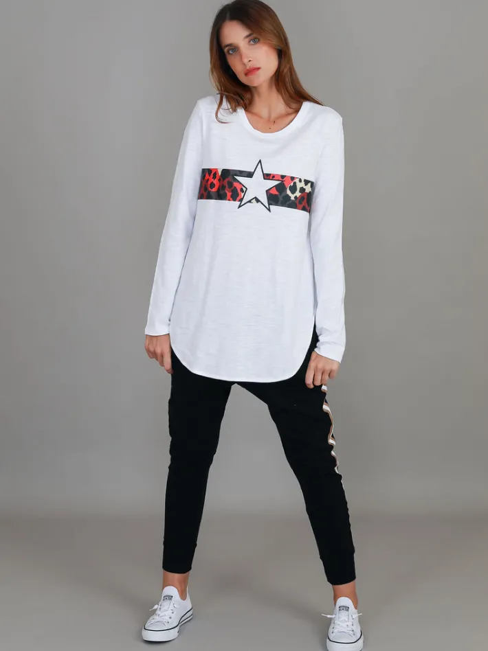 3rd Story Alvie Leopard Star Long Sleeve T Shirt< Long Sleeves