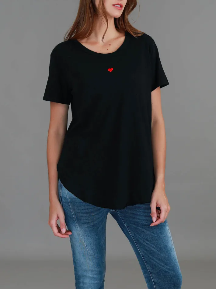 3rd Story Amelie Mini Heart Embroidery T Shirt< Short Sleeves