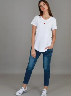 3rd Story Amelie Mini Heart Embroidery T Shirt< Short Sleeves