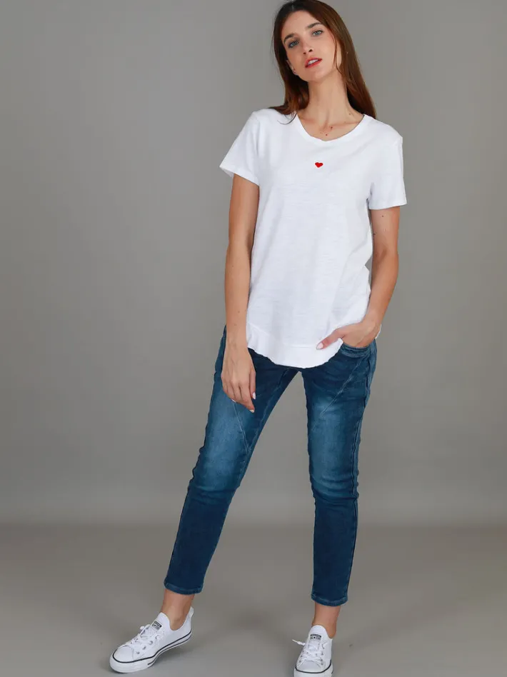 3rd Story Amelie Mini Heart Embroidery T Shirt< Short Sleeves