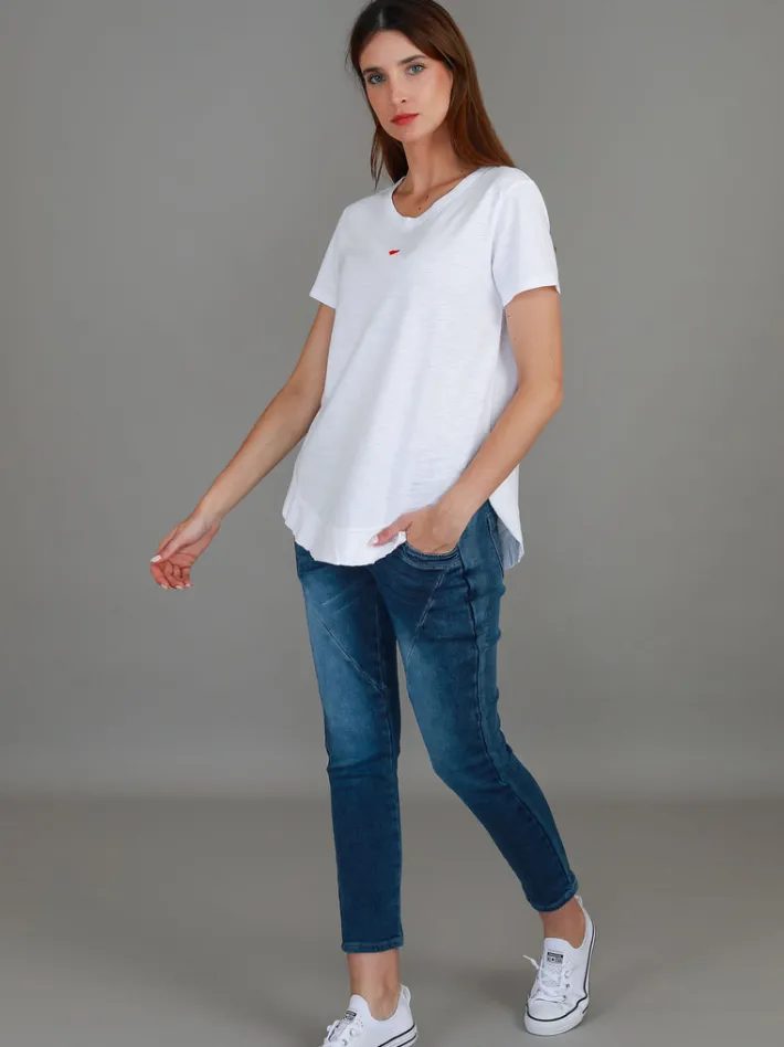 3rd Story Amelie Mini Heart Embroidery T Shirt< Short Sleeves