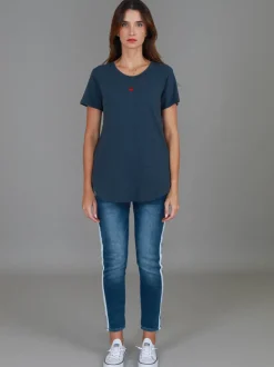 3rd Story Amelie Mini Heart Embroidery T Shirt< Short Sleeves
