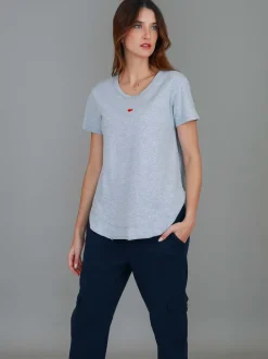 3rd Story Amelie Mini Heart Embroidery T Shirt< Short Sleeves