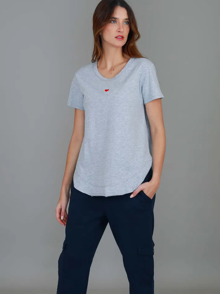 3rd Story Amelie Mini Heart Embroidery T Shirt< Short Sleeves