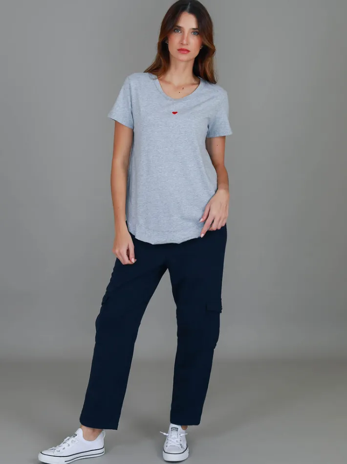 3rd Story Amelie Mini Heart Embroidery T Shirt< Short Sleeves