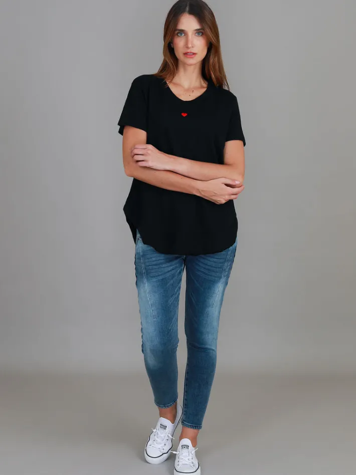 3rd Story Amelie Mini Heart Embroidery T Shirt< Short Sleeves