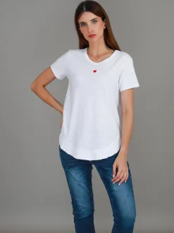 3rd Story Amelie Mini Heart Embroidery T Shirt< Short Sleeves