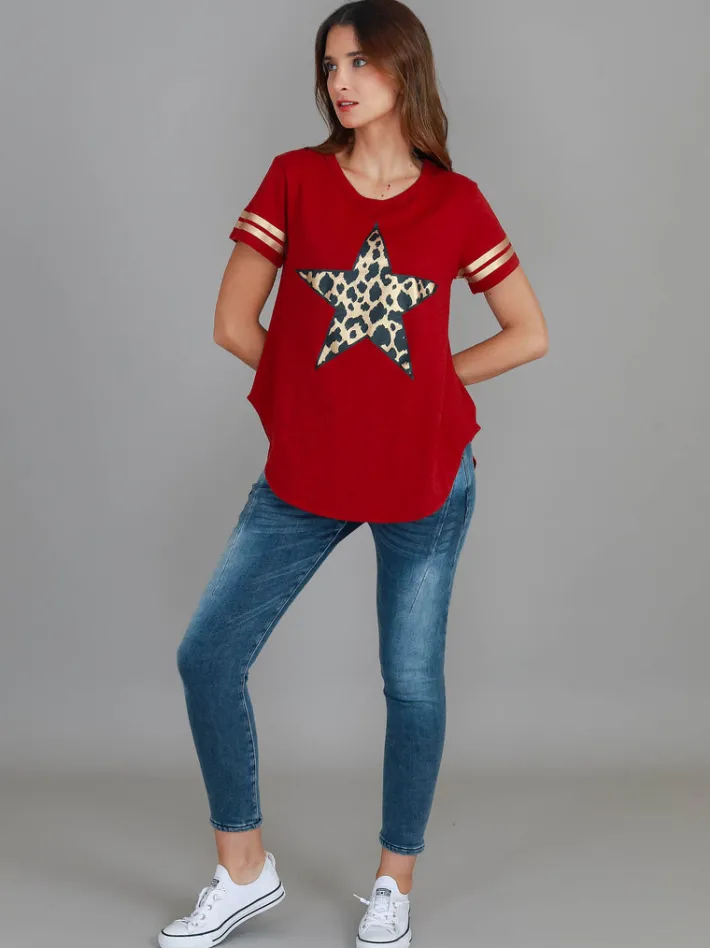 3rd Story Ava Leopard Star Short Sleeve T Shirt< Short Sleeves