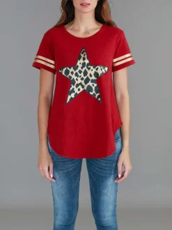3rd Story Ava Leopard Star Short Sleeve T Shirt< Short Sleeves