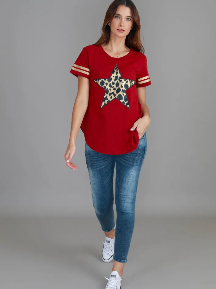 3rd Story Ava Leopard Star Short Sleeve T Shirt< Short Sleeves