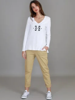 3rd Story Blair V Neck Logo T Shirt< Long Sleeves