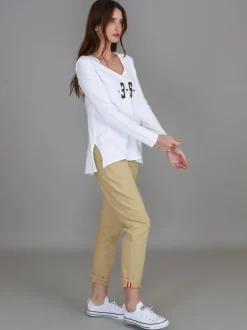 3rd Story Blair V Neck Logo T Shirt< Long Sleeves