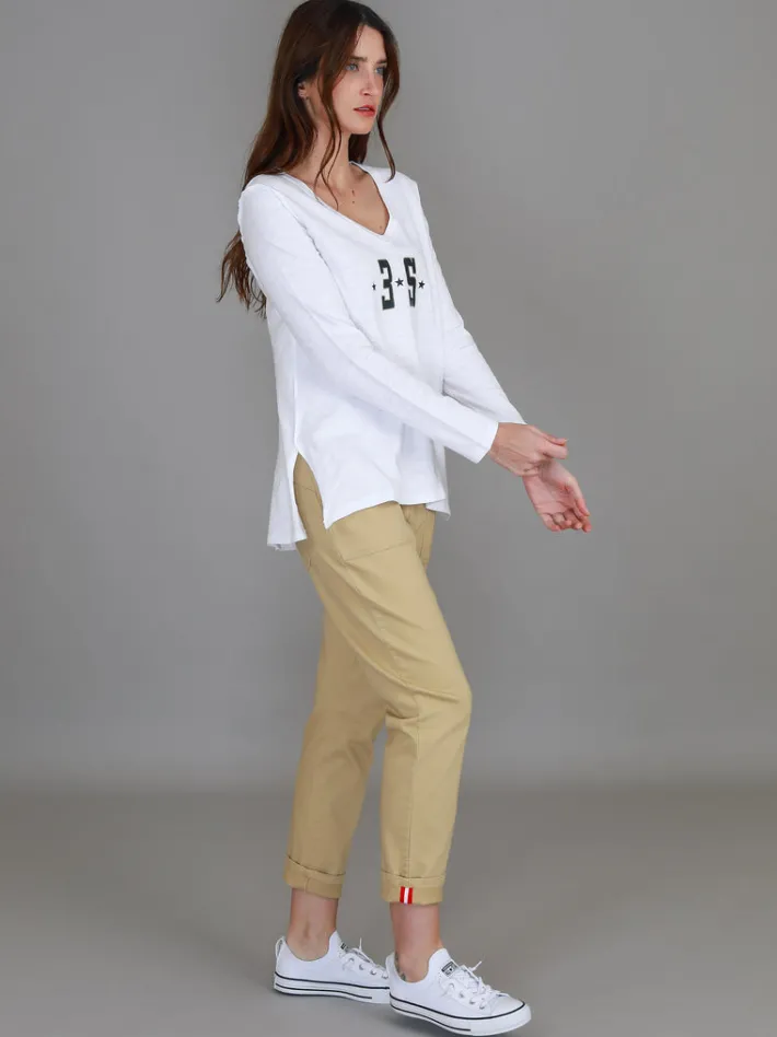 3rd Story Blair V Neck Logo T Shirt< Long Sleeves
