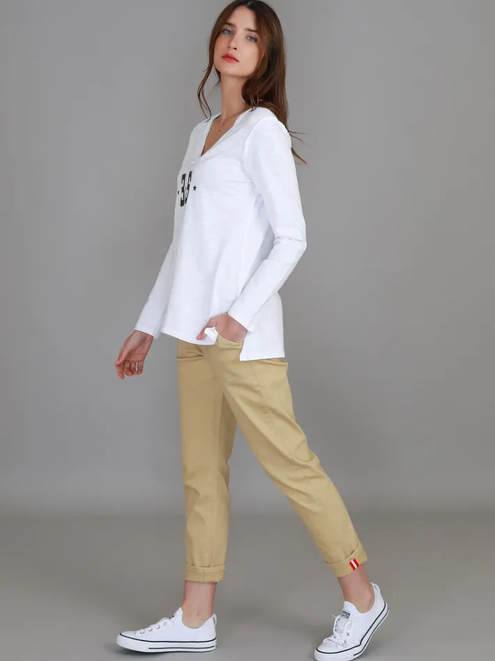 3rd Story Blair V Neck Logo T Shirt< Long Sleeves