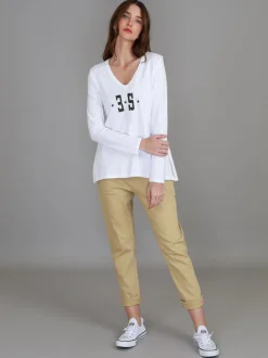 3rd Story Blair V Neck Logo T Shirt< Long Sleeves