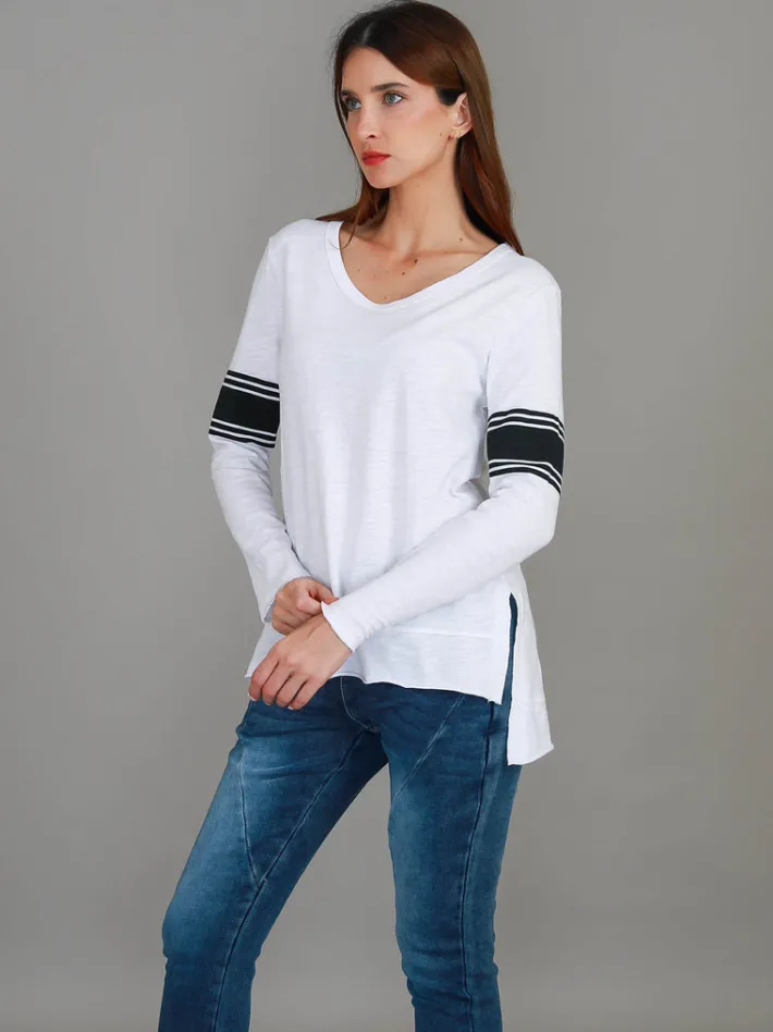 3rd Story Carmel Contrasting Band Long Sleeve T Shirt< Long Sleeves