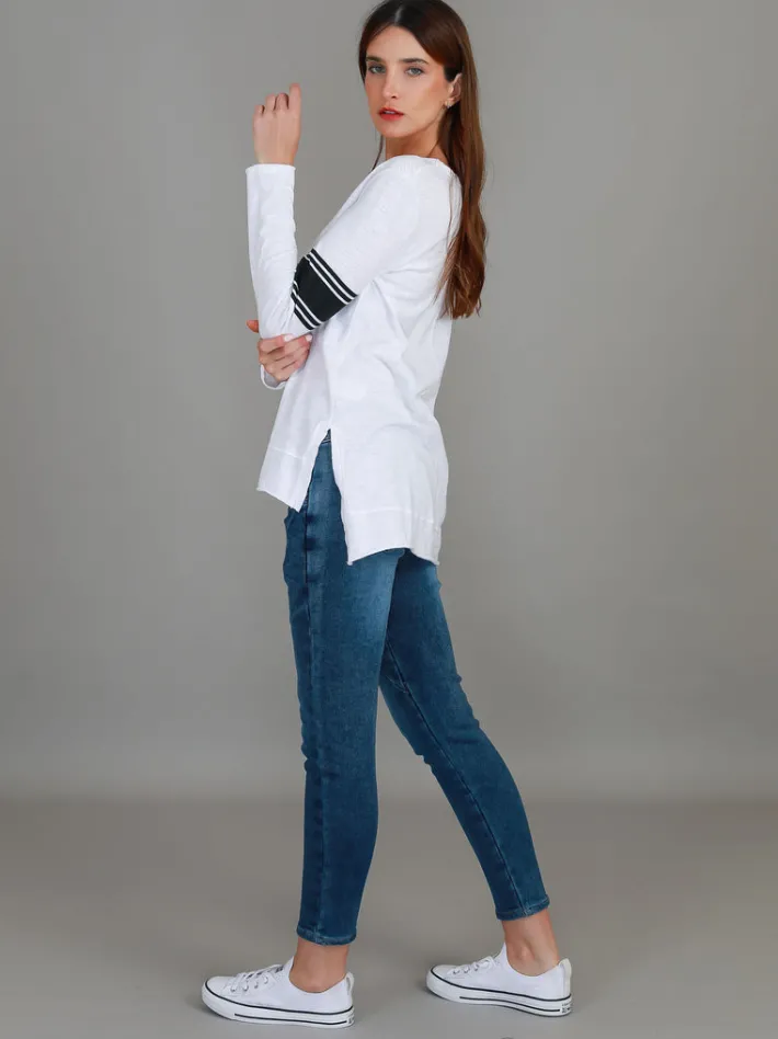 3rd Story Carmel Contrasting Band Long Sleeve T Shirt< Long Sleeves