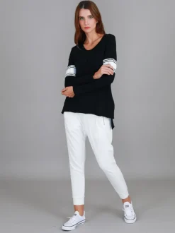 3rd Story Carmel Contrasting Band Long Sleeve T Shirt< Long Sleeves