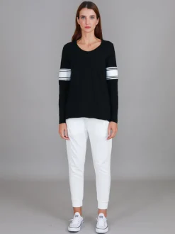 3rd Story Carmel Contrasting Band Long Sleeve T Shirt< Long Sleeves