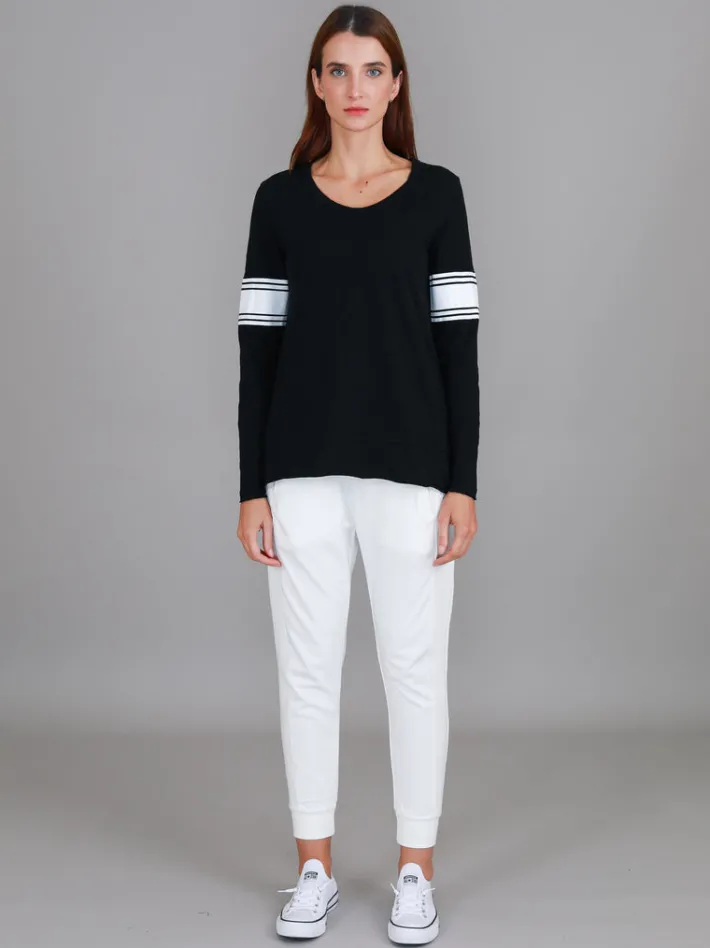 3rd Story Carmel Contrasting Band Long Sleeve T Shirt< Long Sleeves