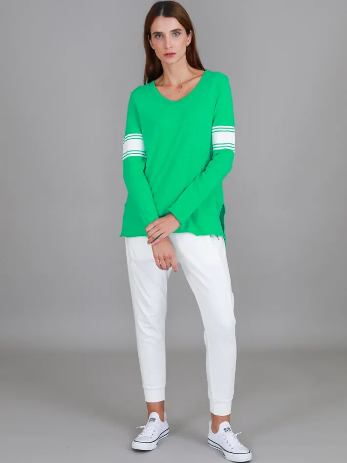 3rd Story Carmel Contrasting Band Long Sleeve T Shirt< Long Sleeves