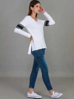 3rd Story Carmel Contrasting Band Long Sleeve T Shirt< Long Sleeves