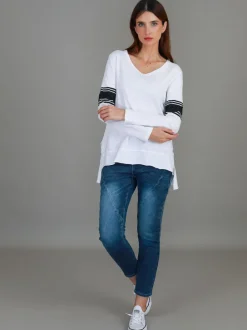 3rd Story Carmel Contrasting Band Long Sleeve T Shirt< Long Sleeves