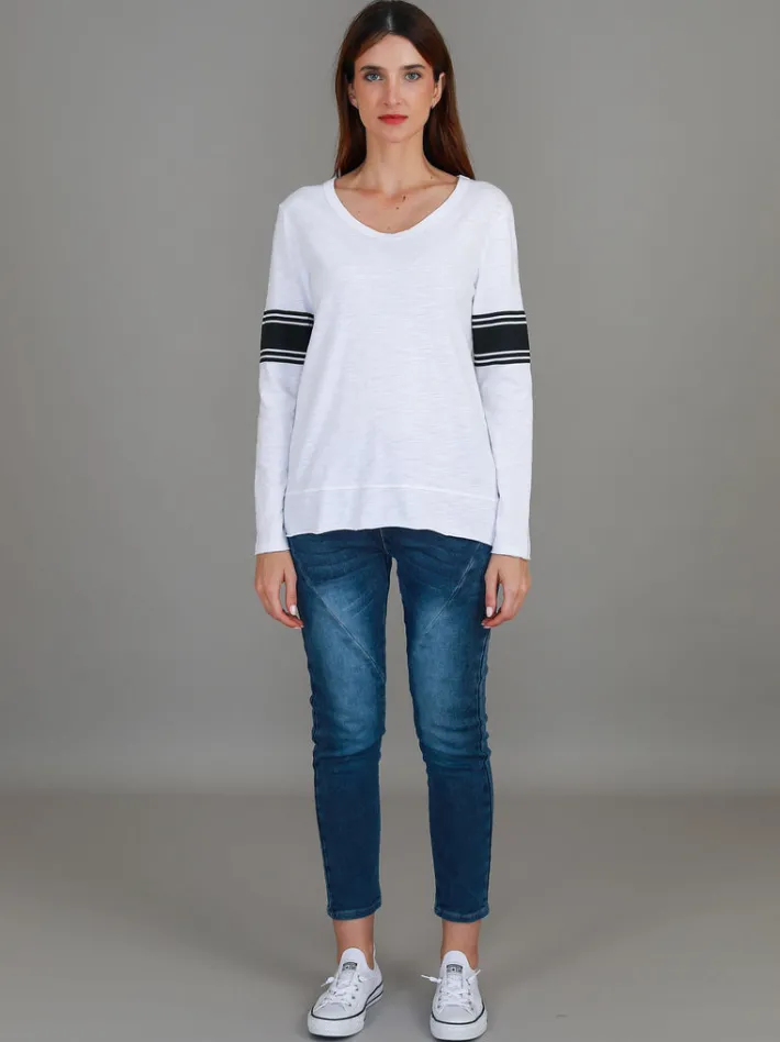 3rd Story Carmel Contrasting Band Long Sleeve T Shirt< Long Sleeves