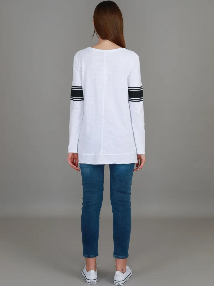 3rd Story Carmel Contrasting Band Long Sleeve T Shirt< Long Sleeves
