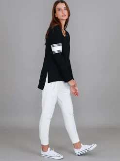 3rd Story Carmel Contrasting Band Long Sleeve T Shirt< Long Sleeves