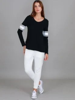 3rd Story Carmel Contrasting Band Long Sleeve T Shirt< Long Sleeves