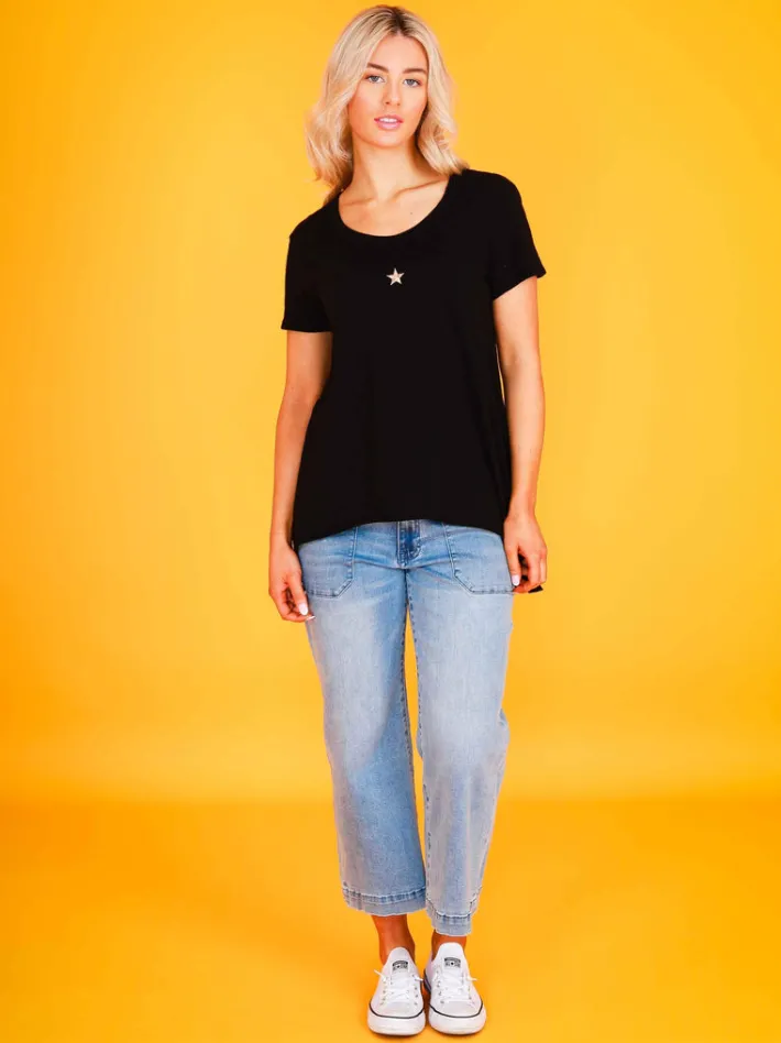 3rd Story Cathie Embroidery Star Short Sleeve T Shirt< Short Sleeves
