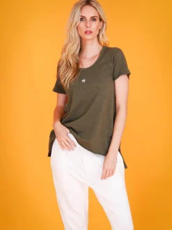 3rd Story Cathie Embroidery Star Short Sleeve T Shirt< Short Sleeves