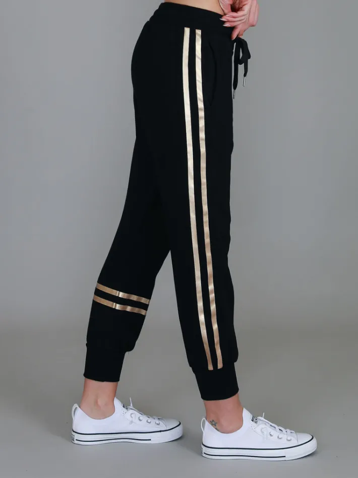 3rd Story Charlise Gold Side Stripe Sweatpants< Joggers|Sweatpants