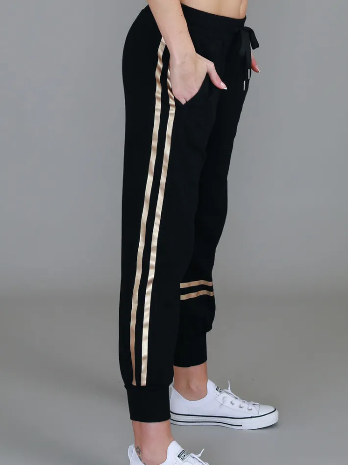 3rd Story Charlise Gold Side Stripe Sweatpants< Joggers|Sweatpants