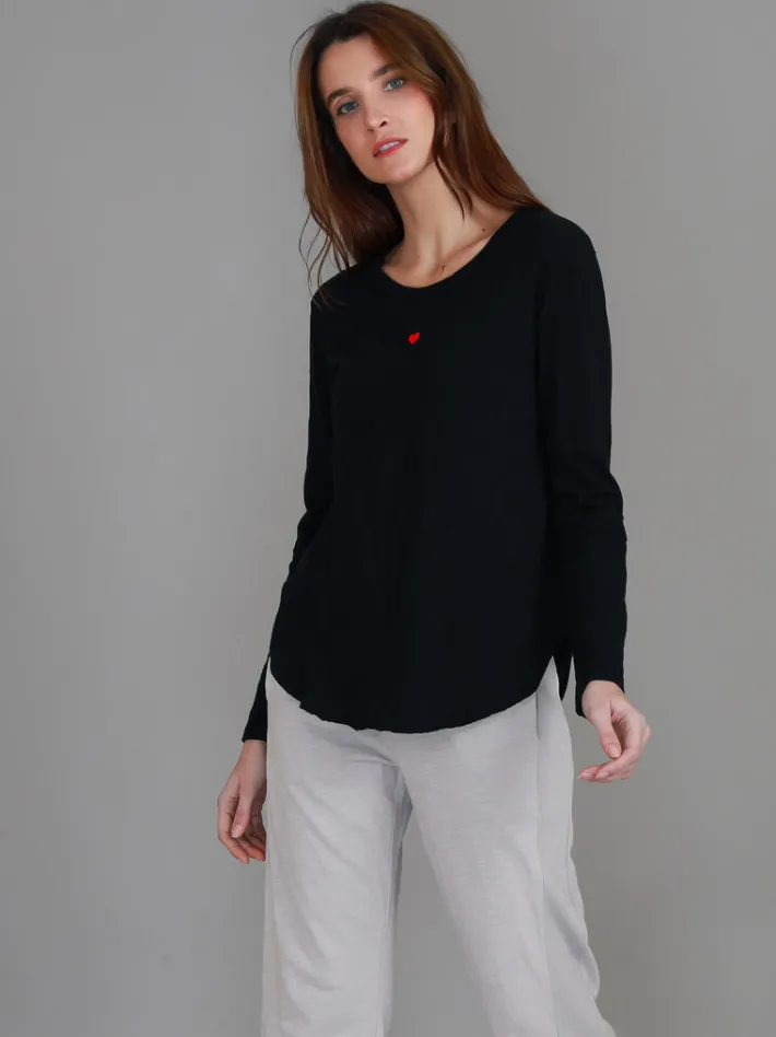 3rd Story Clyde Embroidered Heart T Shirt< Long Sleeves