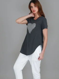 3rd Story Doreen Check Heart Short Sleeve T Shirt< Short Sleeves