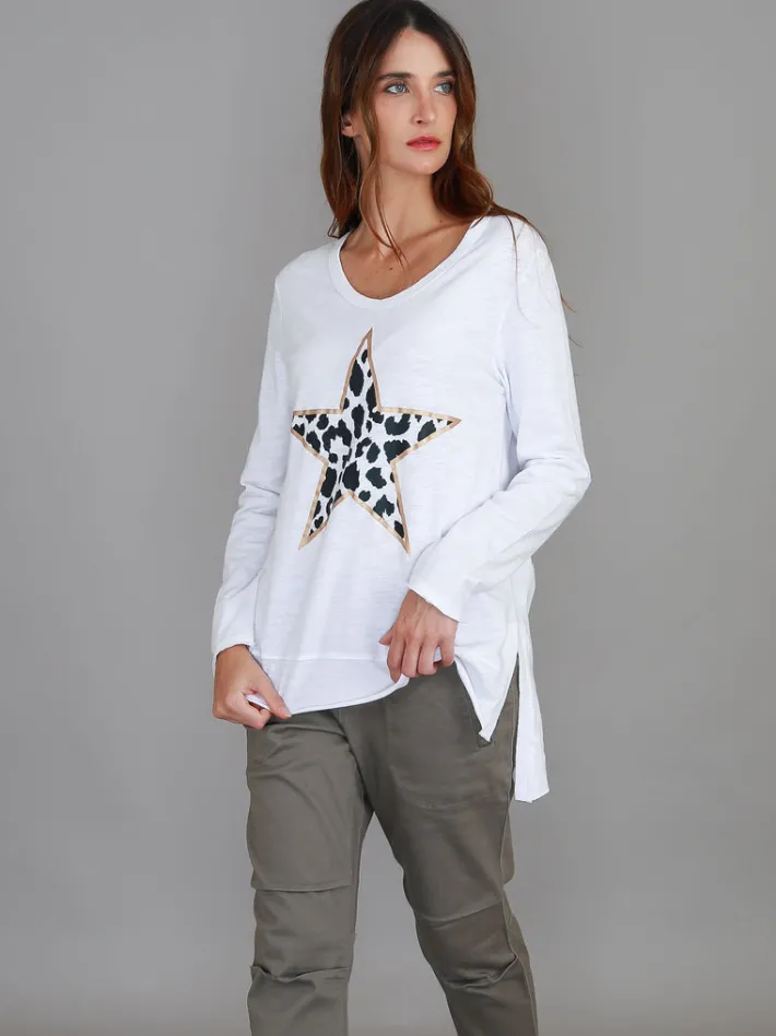 3rd Story Dylan Leopard Star Long Sleeve T Shirt< Long Sleeves