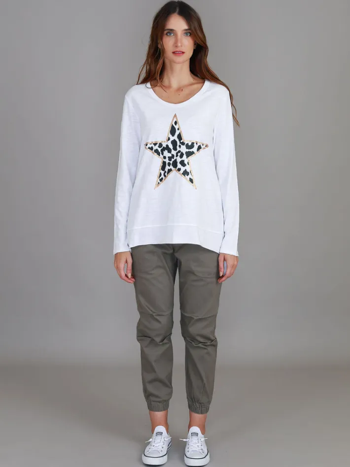 3rd Story Dylan Leopard Star Long Sleeve T Shirt< Long Sleeves