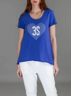 3rd Story Ellie 3S Logo Stripe Heart Short Sleeve T Shirt< Short Sleeves