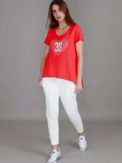 3rd Story Ellie 3S Logo Stripe Heart Short Sleeve T Shirt< Short Sleeves
