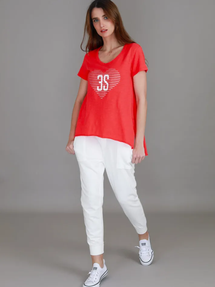 3rd Story Ellie 3S Logo Stripe Heart Short Sleeve T Shirt< Short Sleeves