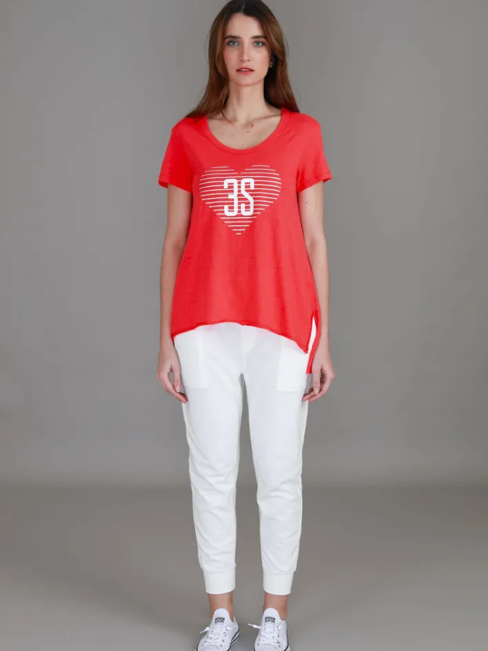 3rd Story Ellie 3S Logo Stripe Heart Short Sleeve T Shirt< Short Sleeves